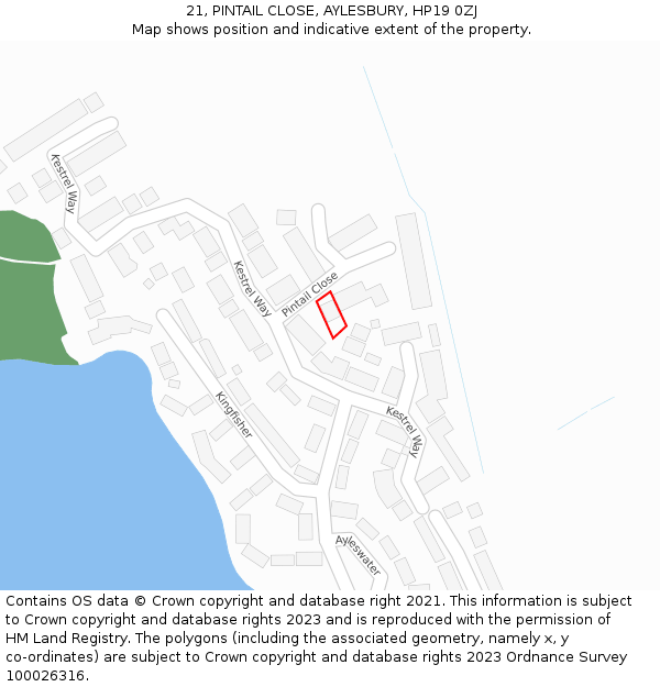 21, PINTAIL CLOSE, AYLESBURY, HP19 0ZJ: Location map and indicative extent of plot