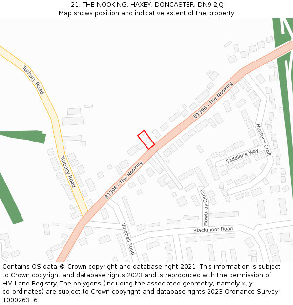 21, THE NOOKING, HAXEY, DONCASTER, DN9 2JQ: Location map and indicative extent of plot