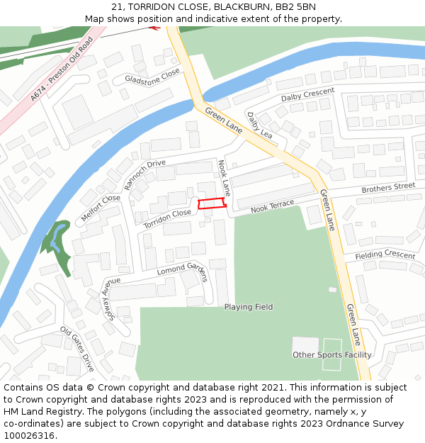 21, TORRIDON CLOSE, BLACKBURN, BB2 5BN: Location map and indicative extent of plot