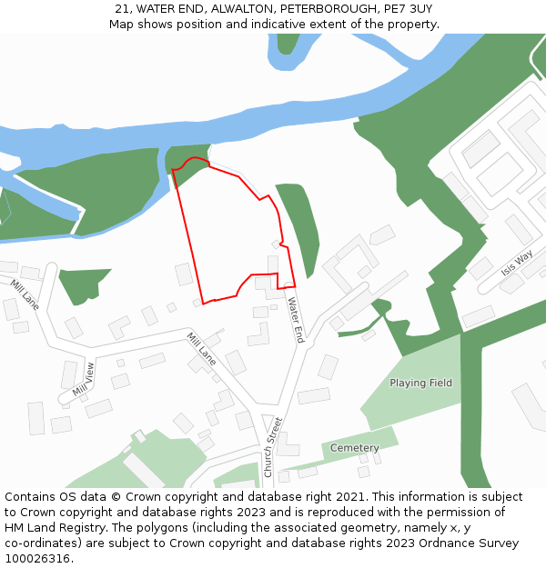 21, WATER END, ALWALTON, PETERBOROUGH, PE7 3UY: Location map and indicative extent of plot