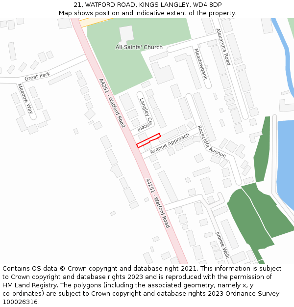 21, WATFORD ROAD, KINGS LANGLEY, WD4 8DP: Location map and indicative extent of plot