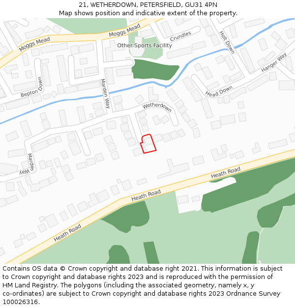 21, WETHERDOWN, PETERSFIELD, GU31 4PN: Location map and indicative extent of plot