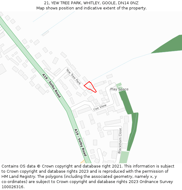 21, YEW TREE PARK, WHITLEY, GOOLE, DN14 0NZ: Location map and indicative extent of plot