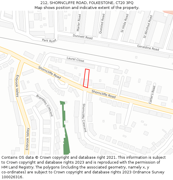 212, SHORNCLIFFE ROAD, FOLKESTONE, CT20 3PQ: Location map and indicative extent of plot