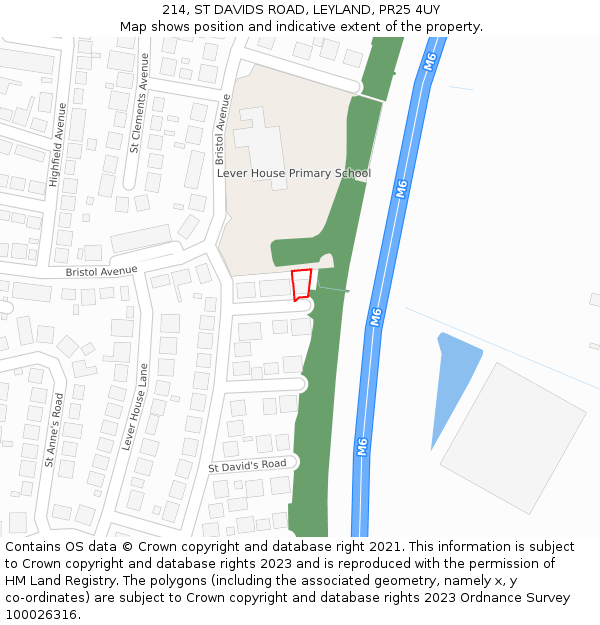 214, ST DAVIDS ROAD, LEYLAND, PR25 4UY: Location map and indicative extent of plot