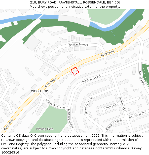 218, BURY ROAD, RAWTENSTALL, ROSSENDALE, BB4 6DJ: Location map and indicative extent of plot