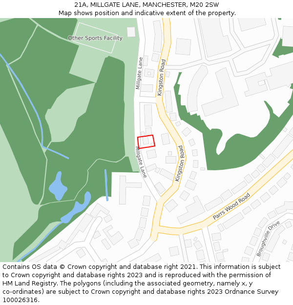 21A, MILLGATE LANE, MANCHESTER, M20 2SW: Location map and indicative extent of plot