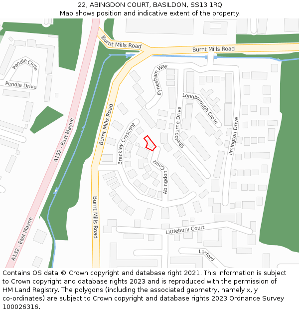 22, ABINGDON COURT, BASILDON, SS13 1RQ: Location map and indicative extent of plot