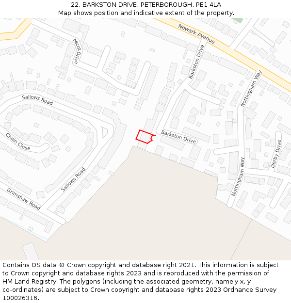 22, BARKSTON DRIVE, PETERBOROUGH, PE1 4LA: Location map and indicative extent of plot