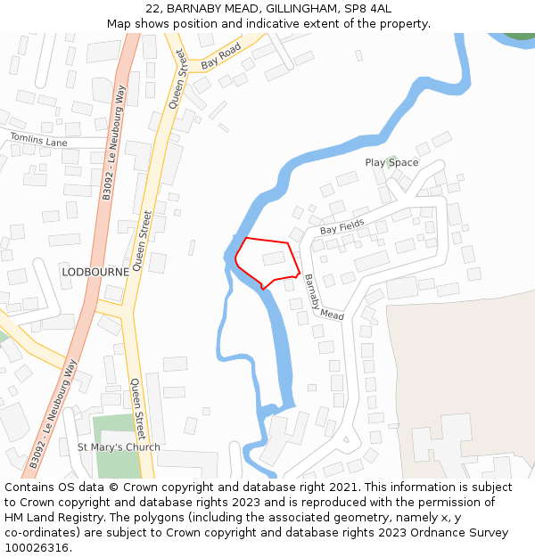 22, BARNABY MEAD, GILLINGHAM, SP8 4AL: Location map and indicative extent of plot