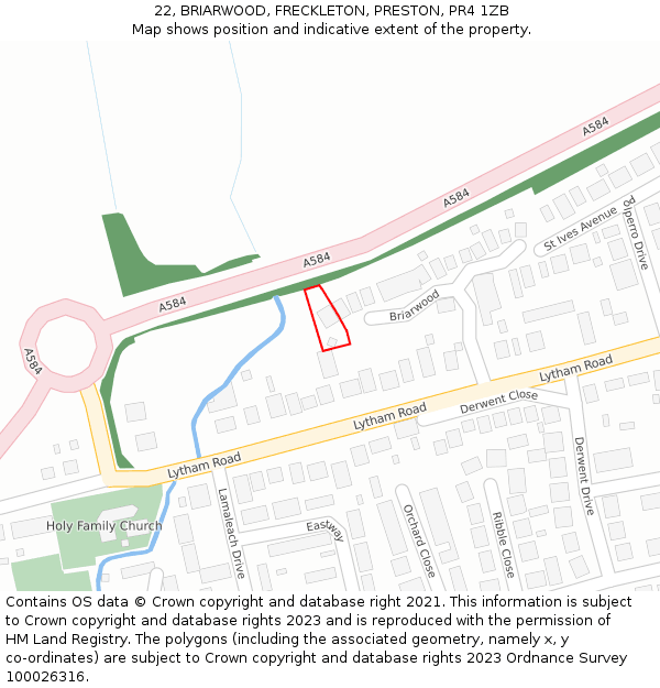 22, BRIARWOOD, FRECKLETON, PRESTON, PR4 1ZB: Location map and indicative extent of plot