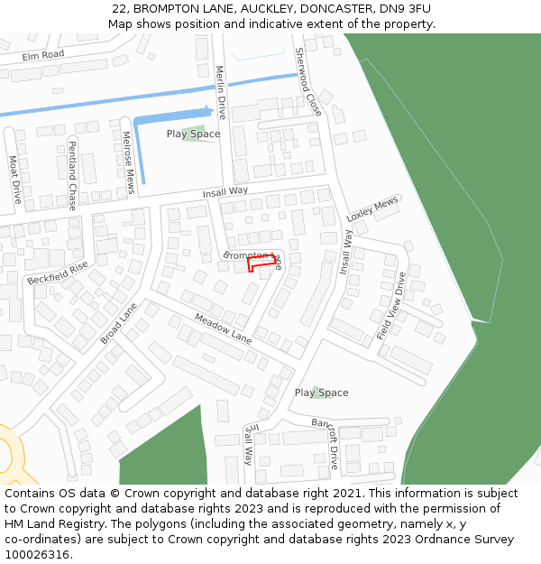 22, BROMPTON LANE, AUCKLEY, DONCASTER, DN9 3FU: Location map and indicative extent of plot