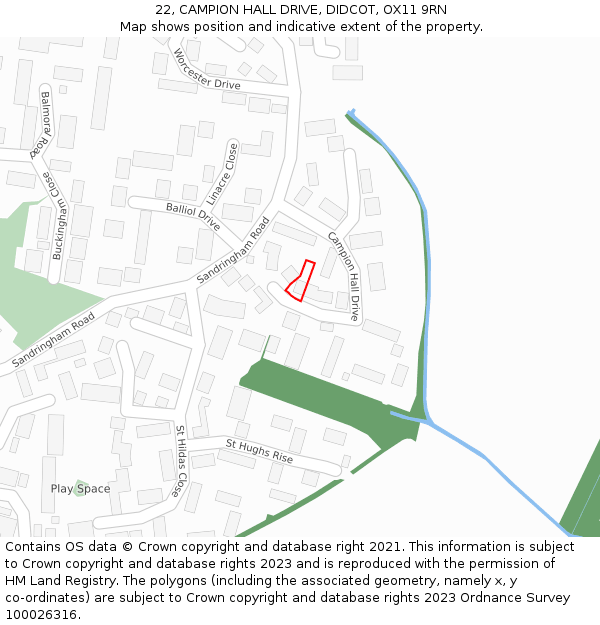 22, CAMPION HALL DRIVE, DIDCOT, OX11 9RN: Location map and indicative extent of plot