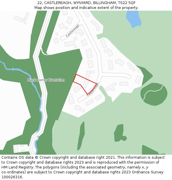 22, CASTLEREAGH, WYNYARD, BILLINGHAM, TS22 5QF: Location map and indicative extent of plot