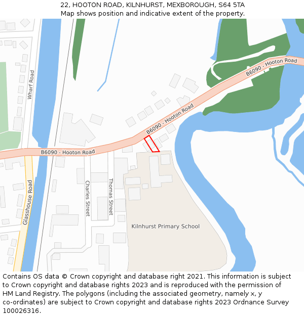 22, HOOTON ROAD, KILNHURST, MEXBOROUGH, S64 5TA: Location map and indicative extent of plot