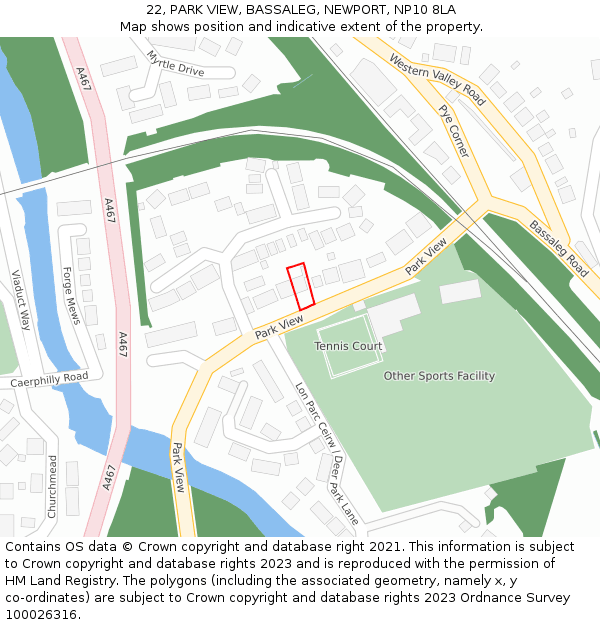 22, PARK VIEW, BASSALEG, NEWPORT, NP10 8LA: Location map and indicative extent of plot