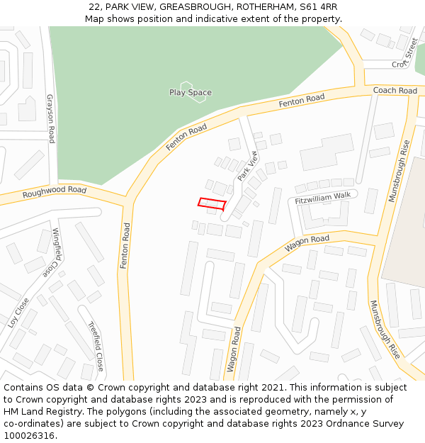 22, PARK VIEW, GREASBROUGH, ROTHERHAM, S61 4RR: Location map and indicative extent of plot