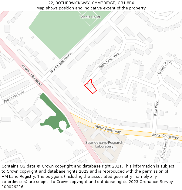 22, ROTHERWICK WAY, CAMBRIDGE, CB1 8RX: Location map and indicative extent of plot