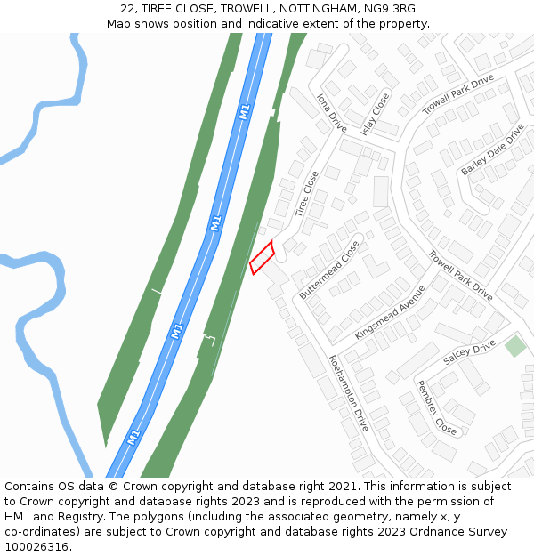 22, TIREE CLOSE, TROWELL, NOTTINGHAM, NG9 3RG: Location map and indicative extent of plot