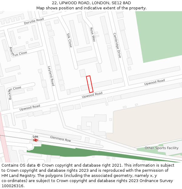 22, UPWOOD ROAD, LONDON, SE12 8AD: Location map and indicative extent of plot