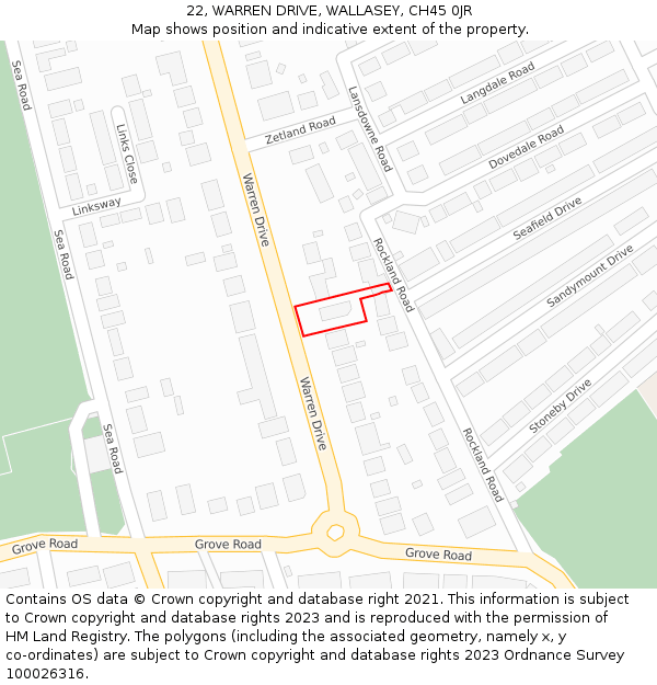 22, WARREN DRIVE, WALLASEY, CH45 0JR: Location map and indicative extent of plot