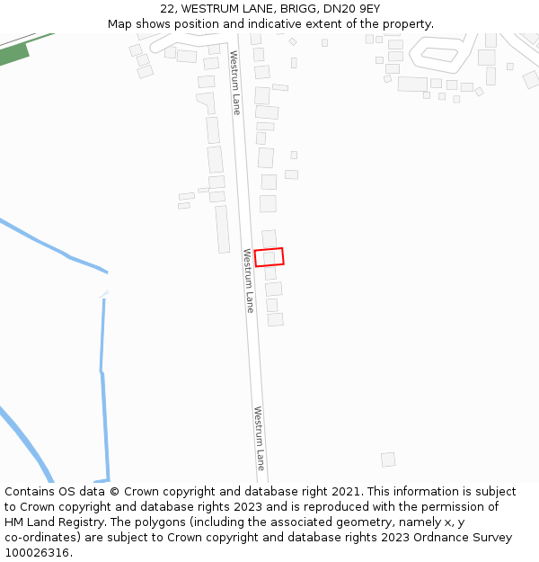 22, WESTRUM LANE, BRIGG, DN20 9EY: Location map and indicative extent of plot