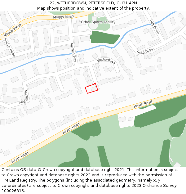 22, WETHERDOWN, PETERSFIELD, GU31 4PN: Location map and indicative extent of plot