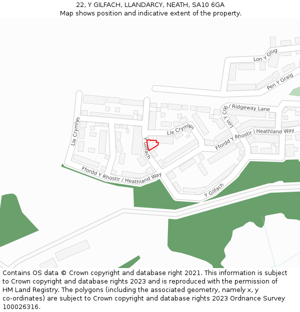 22, Y GILFACH, LLANDARCY, NEATH, SA10 6GA: Location map and indicative extent of plot