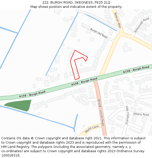 222, BURGH ROAD, SKEGNESS, PE25 2LQ: Location map and indicative extent of plot