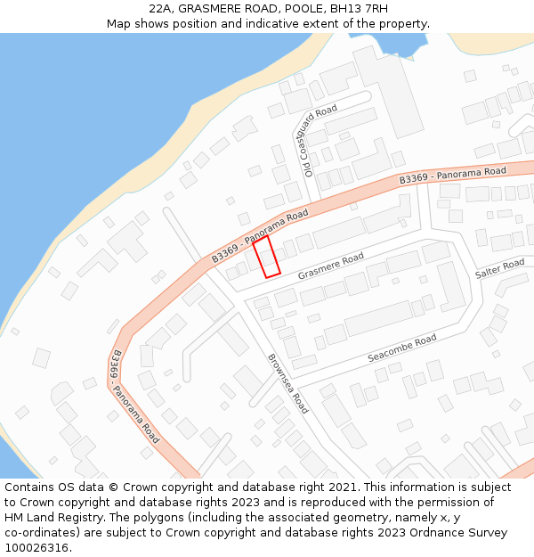 22A, GRASMERE ROAD, POOLE, BH13 7RH: Location map and indicative extent of plot