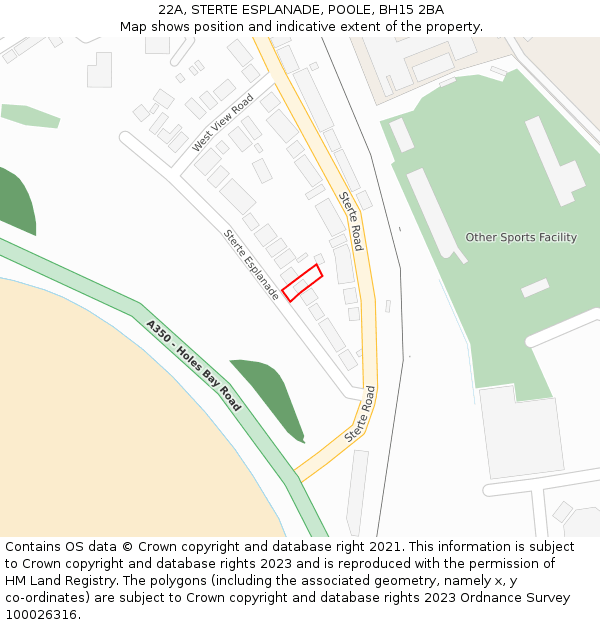 22A, STERTE ESPLANADE, POOLE, BH15 2BA: Location map and indicative extent of plot