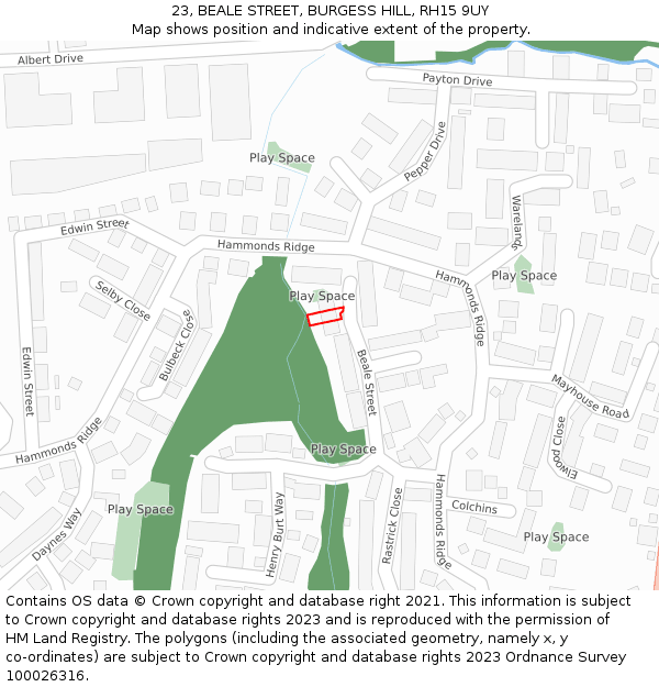 23, BEALE STREET, BURGESS HILL, RH15 9UY: Location map and indicative extent of plot