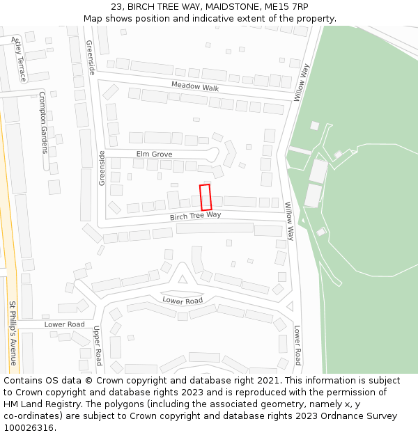 23, BIRCH TREE WAY, MAIDSTONE, ME15 7RP: Location map and indicative extent of plot