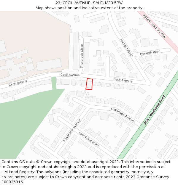 23, CECIL AVENUE, SALE, M33 5BW: Location map and indicative extent of plot