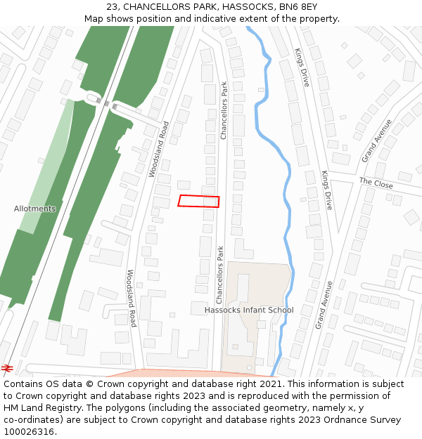 23, CHANCELLORS PARK, HASSOCKS, BN6 8EY: Location map and indicative extent of plot