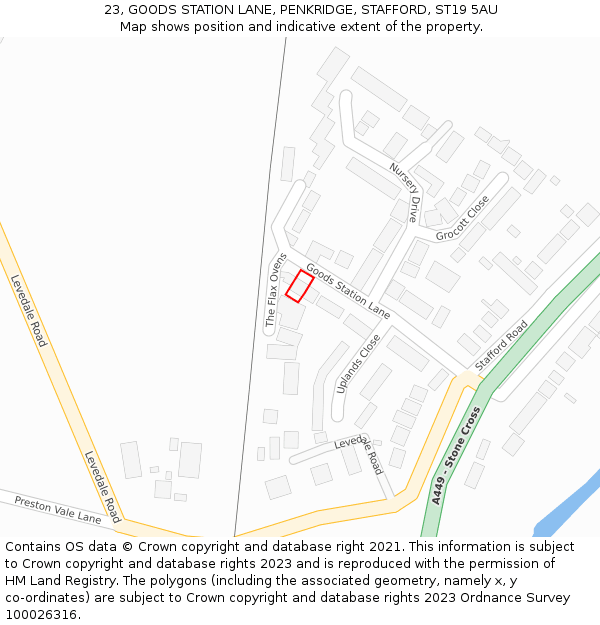 23, GOODS STATION LANE, PENKRIDGE, STAFFORD, ST19 5AU: Location map and indicative extent of plot