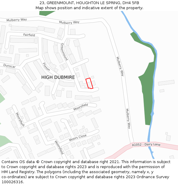 23, GREENMOUNT, HOUGHTON LE SPRING, DH4 5FB: Location map and indicative extent of plot