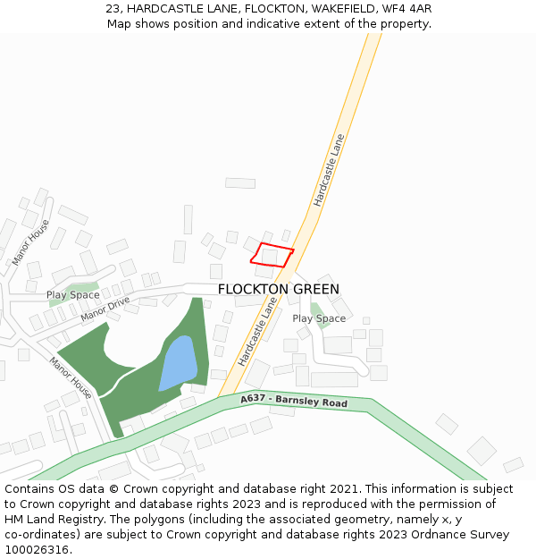 23, HARDCASTLE LANE, FLOCKTON, WAKEFIELD, WF4 4AR: Location map and indicative extent of plot