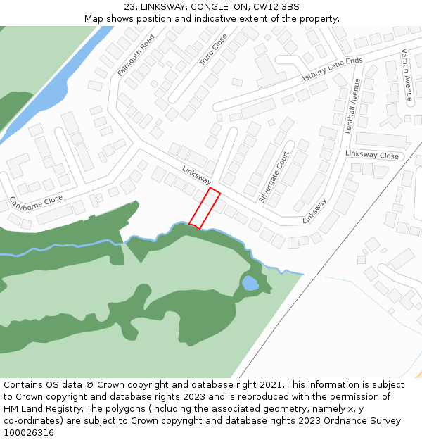 23, LINKSWAY, CONGLETON, CW12 3BS: Location map and indicative extent of plot