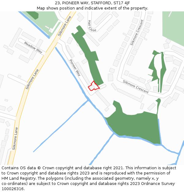 23, PIONEER WAY, STAFFORD, ST17 4JF: Location map and indicative extent of plot