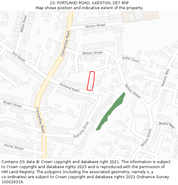 23, PORTLAND ROAD, ILKESTON, DE7 8NF: Location map and indicative extent of plot