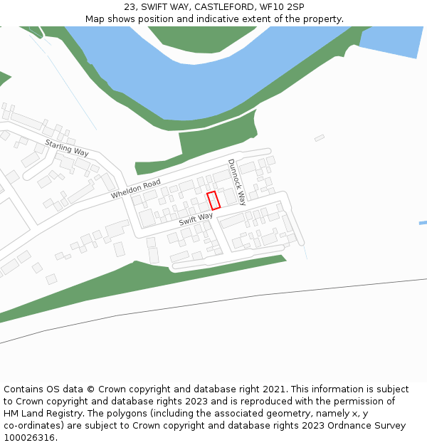 23, SWIFT WAY, CASTLEFORD, WF10 2SP: Location map and indicative extent of plot