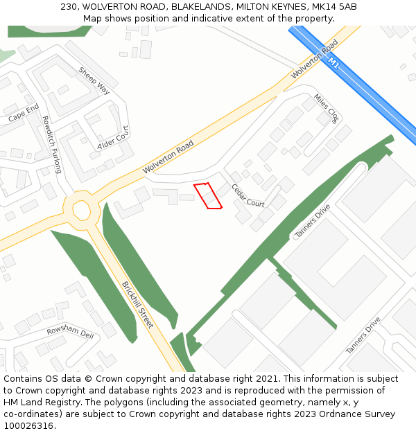 230, WOLVERTON ROAD, BLAKELANDS, MILTON KEYNES, MK14 5AB: Location map and indicative extent of plot