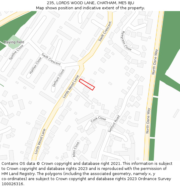 235, LORDS WOOD LANE, CHATHAM, ME5 8JU: Location map and indicative extent of plot