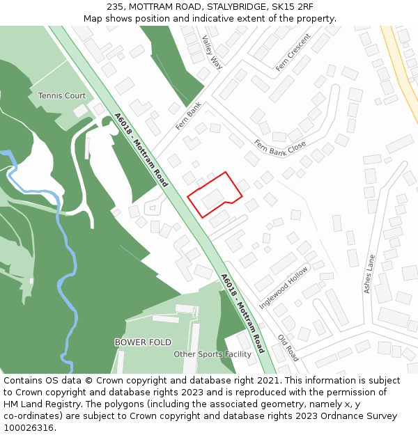 235, MOTTRAM ROAD, STALYBRIDGE, SK15 2RF: Location map and indicative extent of plot