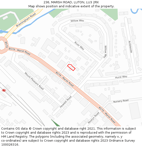 236, MARSH ROAD, LUTON, LU3 2RX: Location map and indicative extent of plot