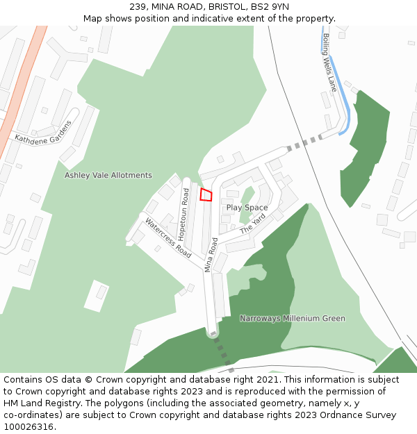 239, MINA ROAD, BRISTOL, BS2 9YN: Location map and indicative extent of plot