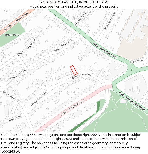 24, ALVERTON AVENUE, POOLE, BH15 2QG: Location map and indicative extent of plot