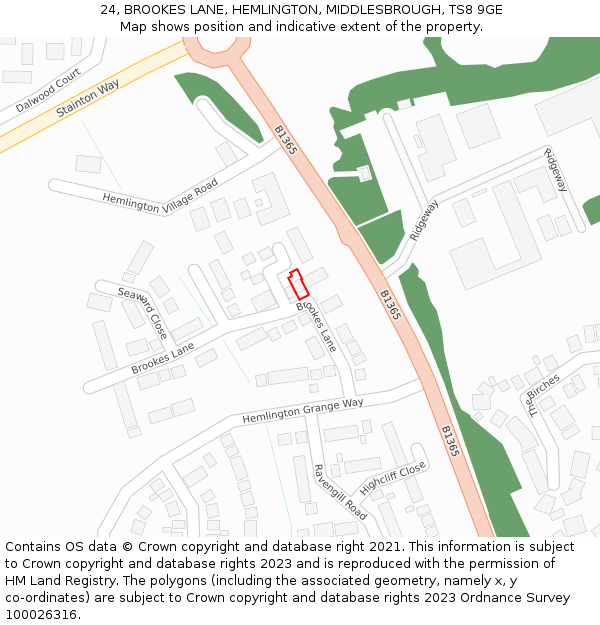 24, BROOKES LANE, HEMLINGTON, MIDDLESBROUGH, TS8 9GE: Location map and indicative extent of plot