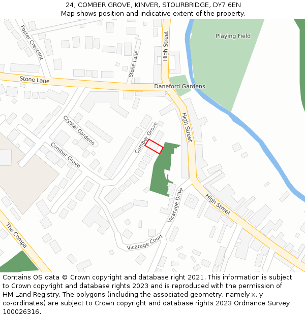 24, COMBER GROVE, KINVER, STOURBRIDGE, DY7 6EN: Location map and indicative extent of plot